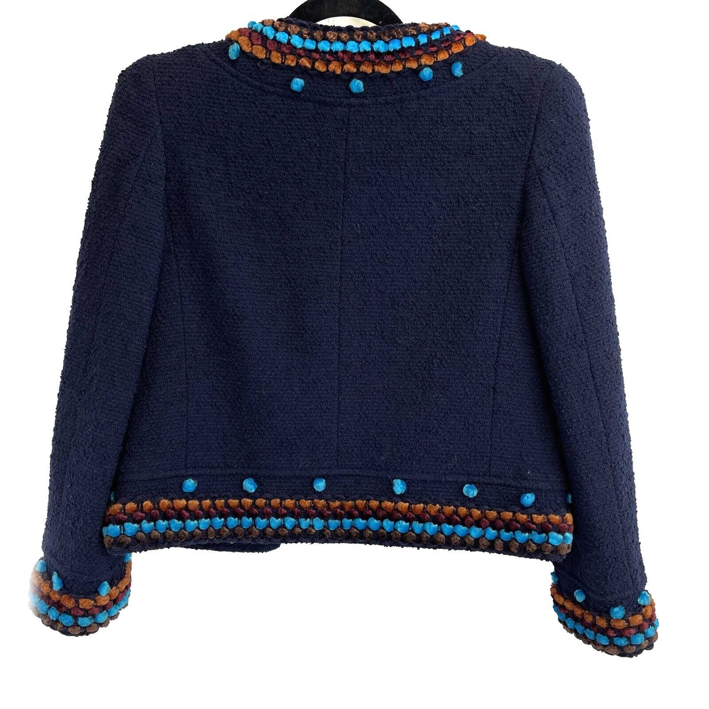CHANEL - 97A VINTAGE Collectors Navy Popcorn Jacket 36 US 4 Coat Blazer