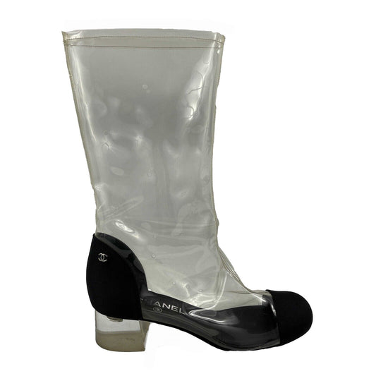CHANEL - 18S Capped Toe CC PVC Mid-Calf Boots - 38 US 8