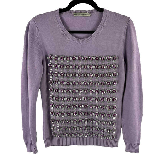 Mary Katrantzou - Crystal Flower Knit Sweater Top - Lilac, Purple, Grey - S