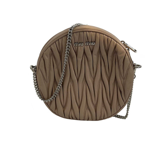 Miu Miu - Excellent - Circle Matelassé Napa Leather Crossbody Bag - Powder Pink