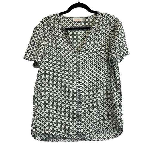 Tory Burch - Excellent - Chain Short Sleeve Shirt - White, Green - Small - Top