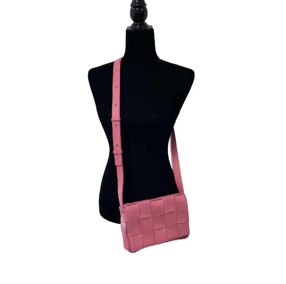 Bottega Veneta Cassette Intrecciato Leather Cranberry Pink Crossbody / Shoulder