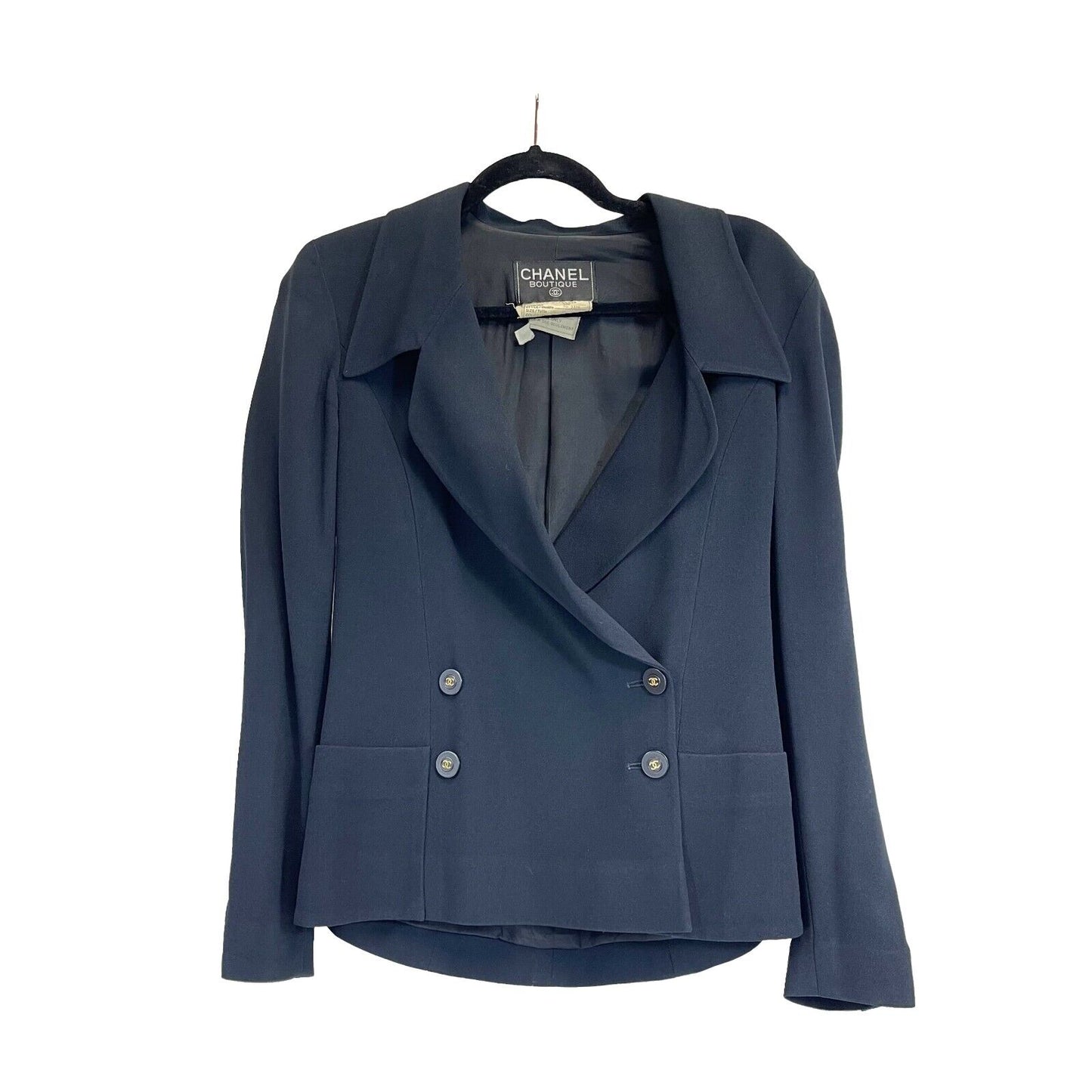 CHANEL -Vintage 94P 1994 Black Blazer - Double Breasted - CC Buttons - 36 / US 6