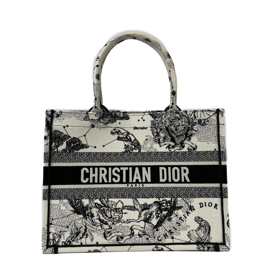 Christian Dior - Medium Book Tote in Latte Dior Zodiac Embroidery - Brand New