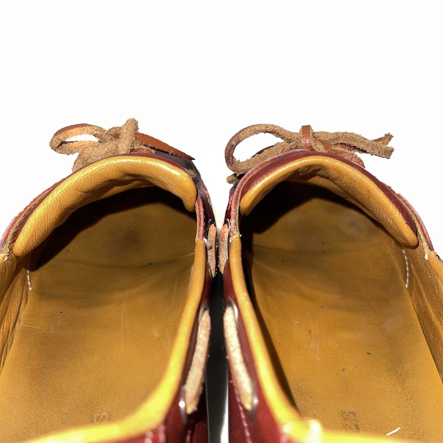 HERMES - Leather Lace Up Nautical Burgundy Platform Loafers - 38 US 8