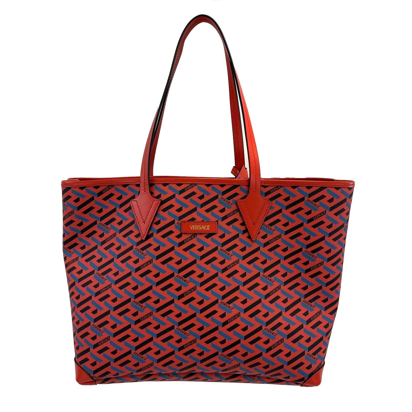 Versace - New w/ Tags - La Greca Medium Signature Tote - Red, Blue Shoulder Bag
