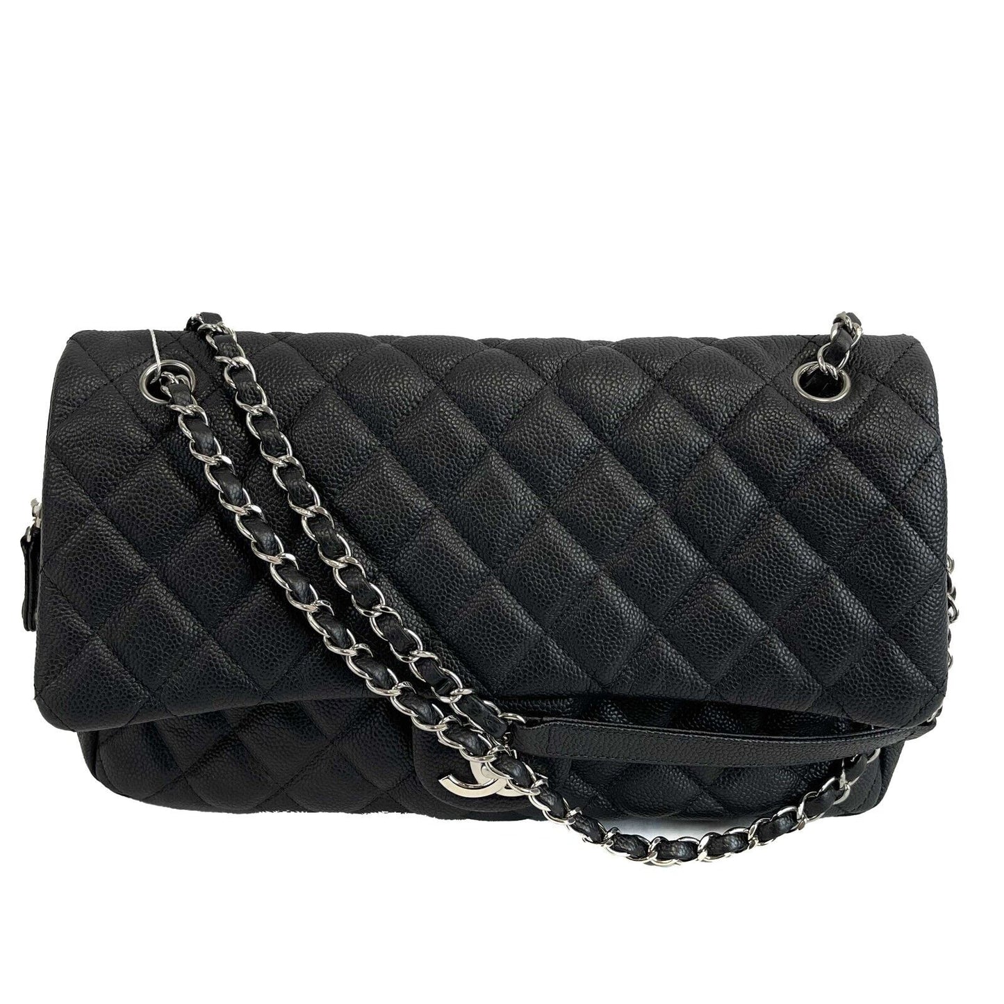 Chanel Easy Flap Bag Quilted Caviar Jumbo