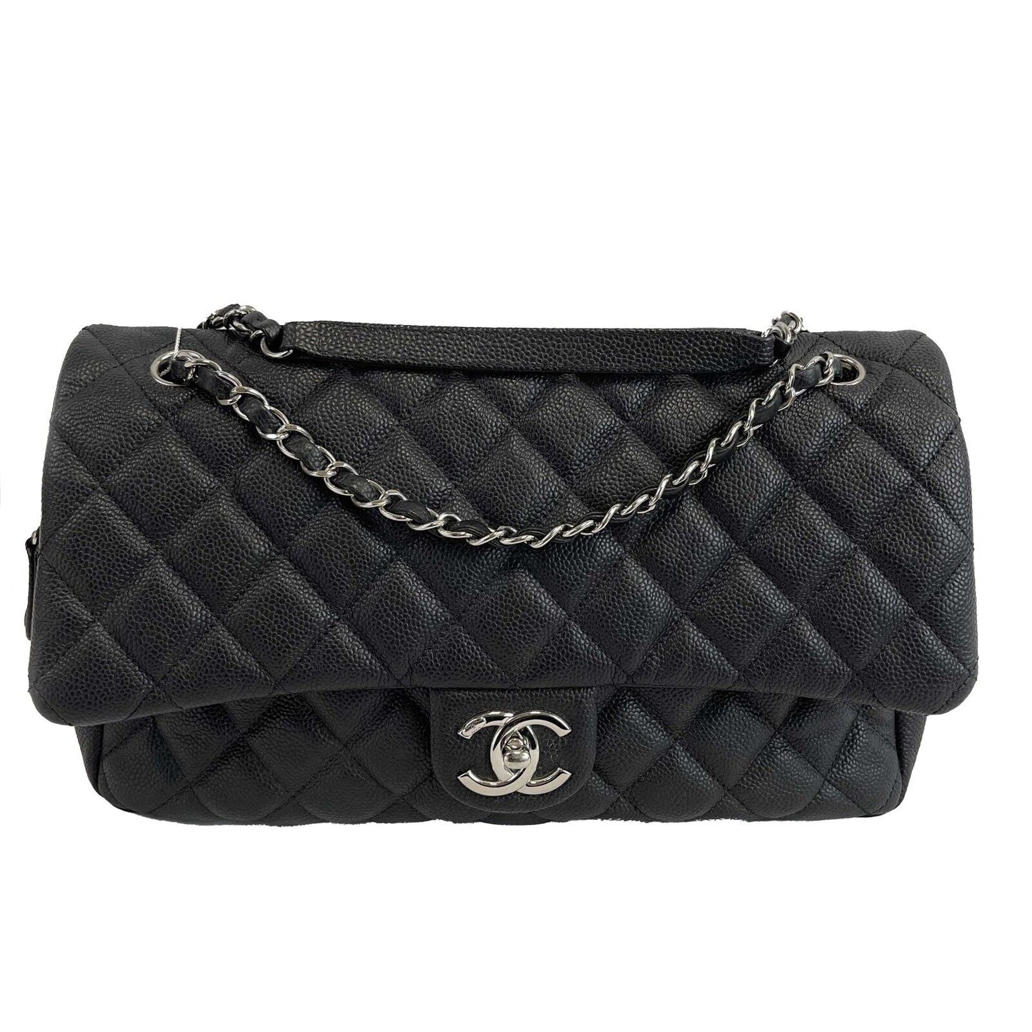 Chanel Easy Flap Bag Quilted Caviar Jumbo