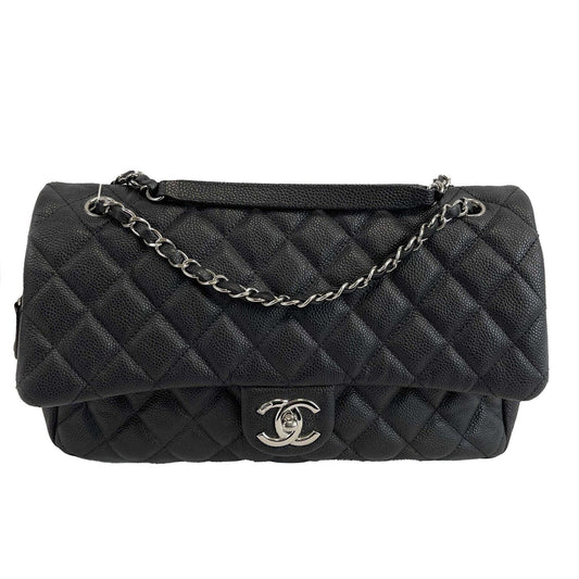 Chanel Easy Flap Bag Quilted Caviar Jumbo