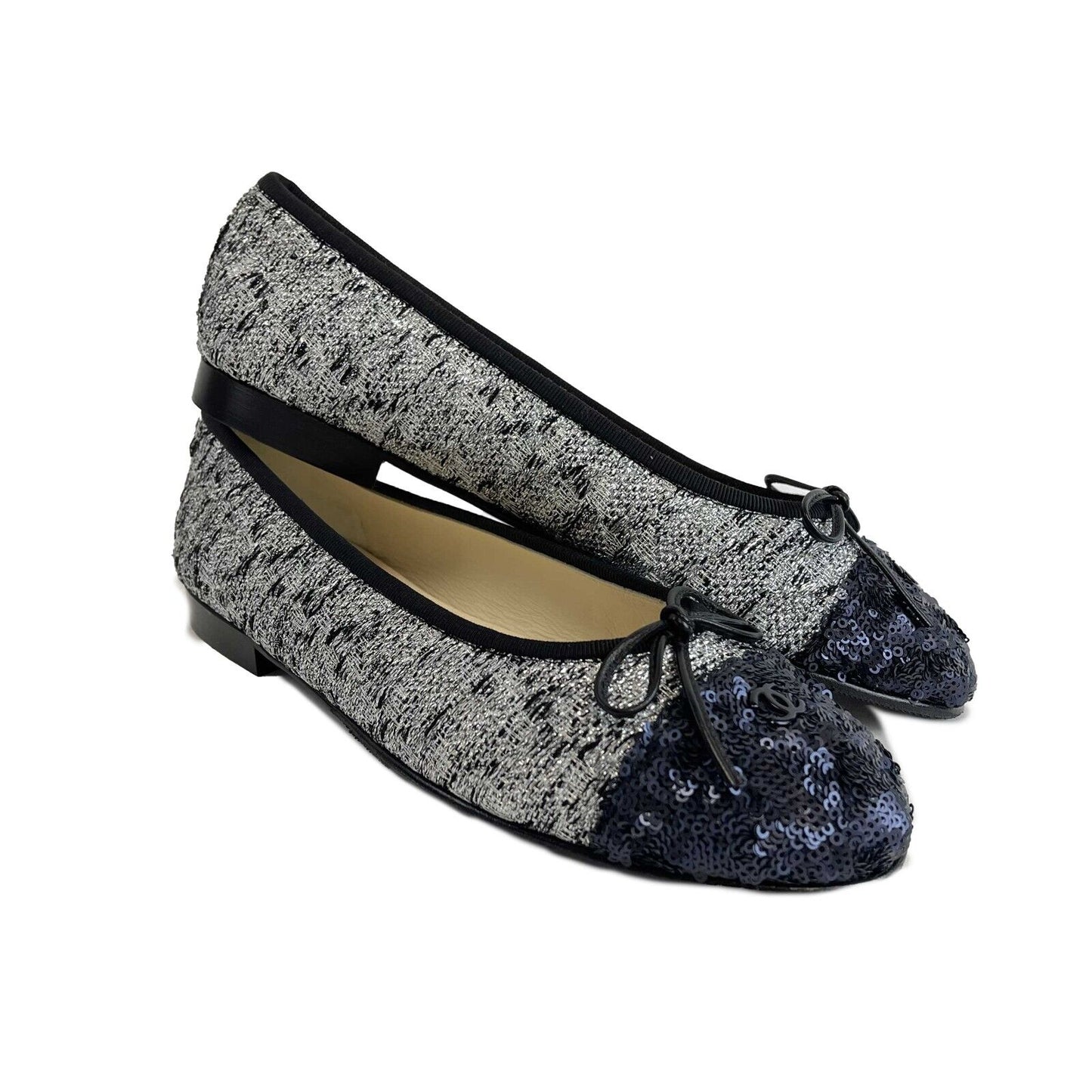 Chanel - Tweed Sequin Cap Toe Ballerina Flats - 38.5 EUR - 7.5 US - Shoes