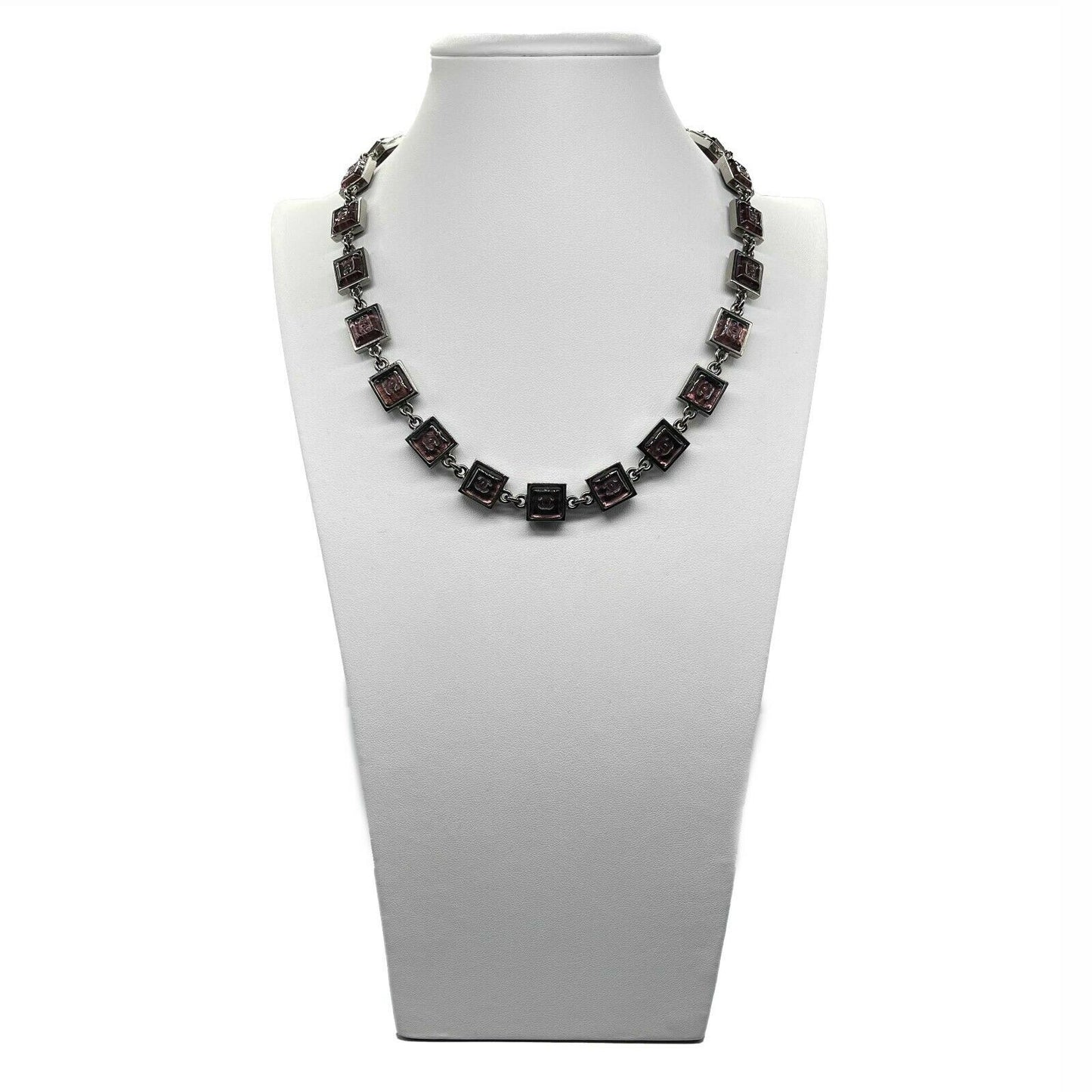 CHANEL - Gripoix Necklace - CC Logo Square Pendant Chocker - Purple