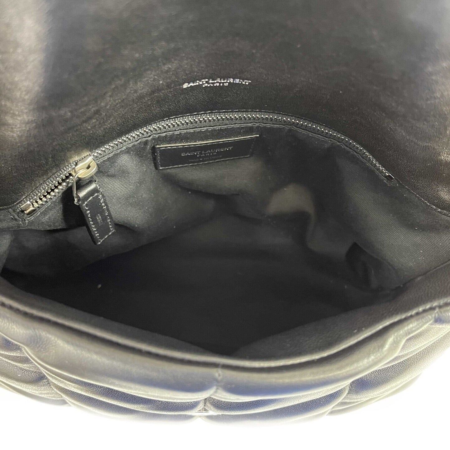 Saint Laurent - Excellent - Loulou Puffer Small - Black / Silver Shoulder Bag