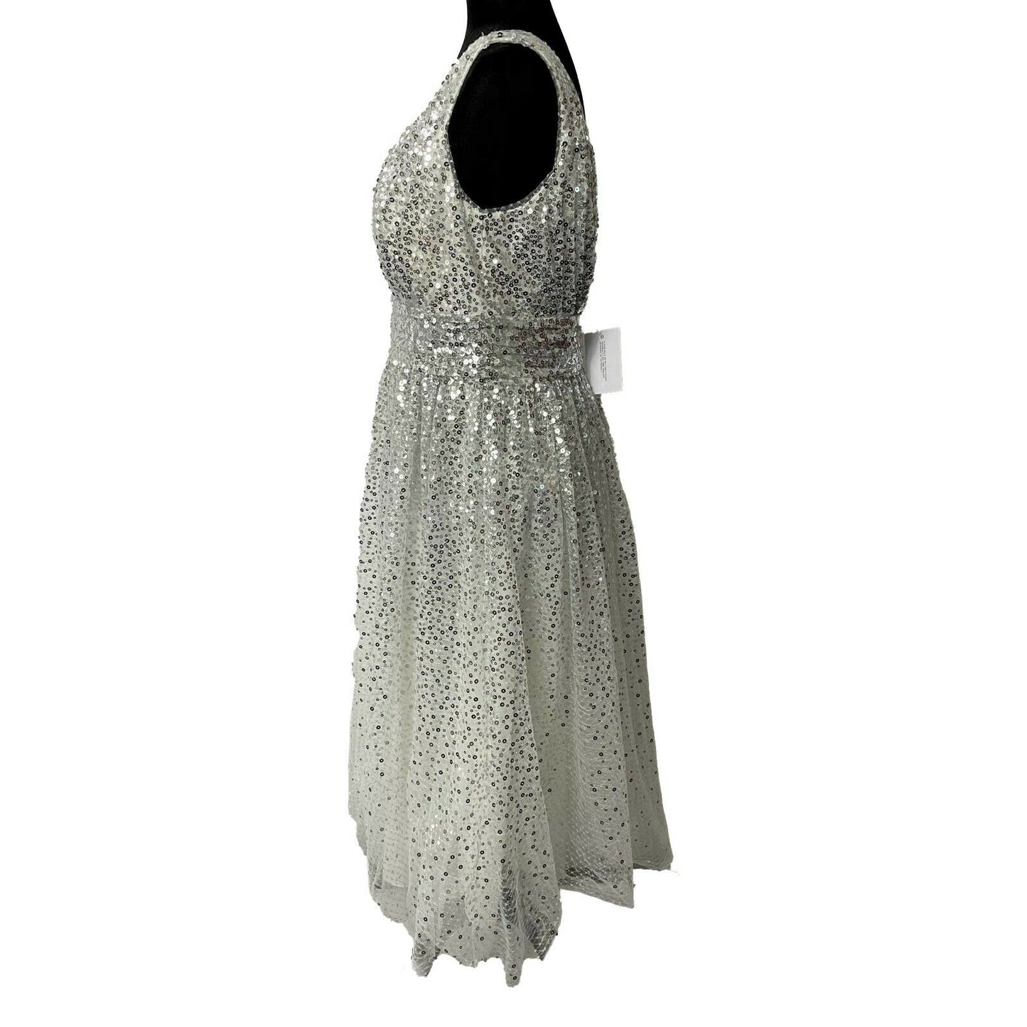 Marchesa Notte - New w/ Tags - Silver Sequined A-Line Dress - Size 2