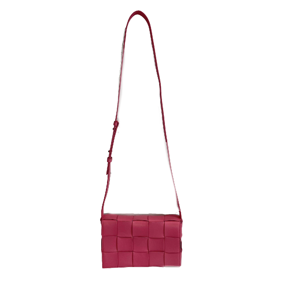 Bottega Veneta Cassette Intrecciato Leather Cranberry Pink Crossbody / Shoulder