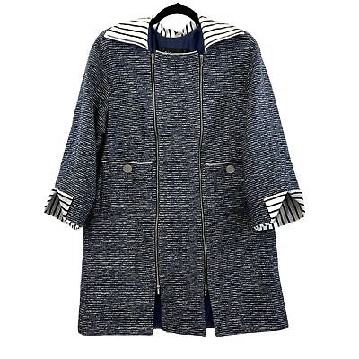 CHANEL - Spring 2017 Fantasy Tweed Coat - Navy & White - 38 US 6 NWT