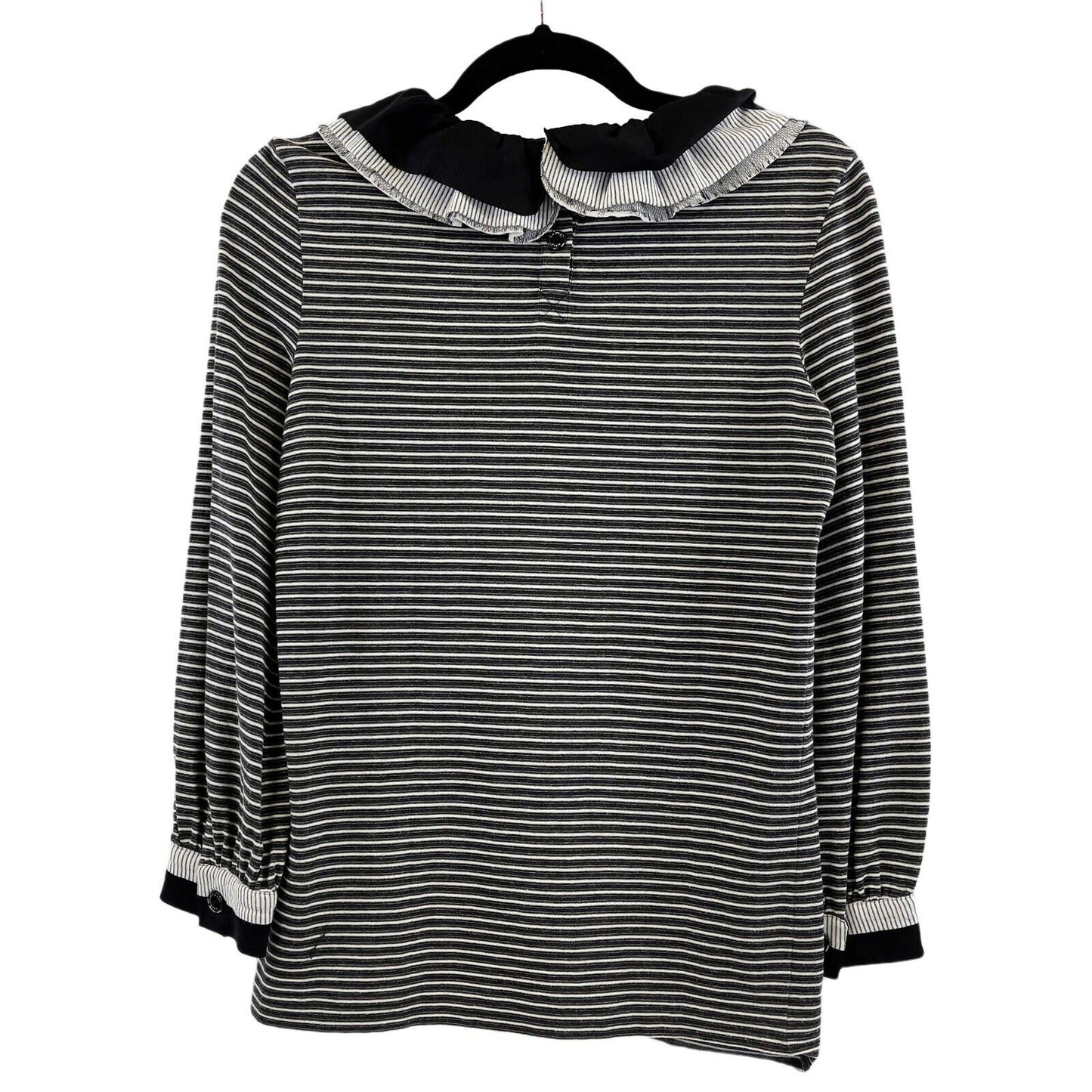 Chanel - 2008 Fall/Winter Grey-White Striped Blouse - Detachable Collar 36 US 4