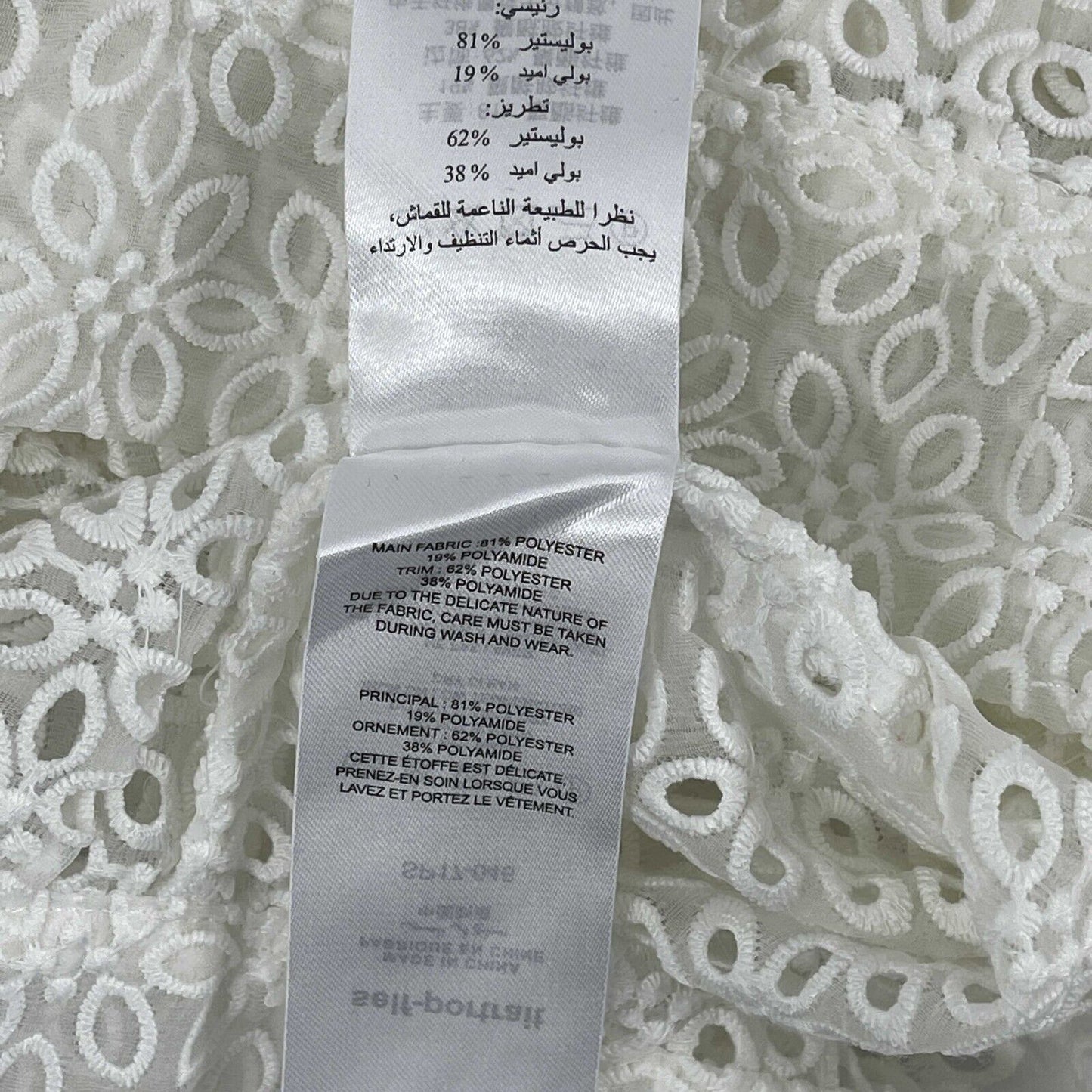 Self-Portrait - New w/ Tags - Organza Floral Eyelet Blouse - White - 4 US 0