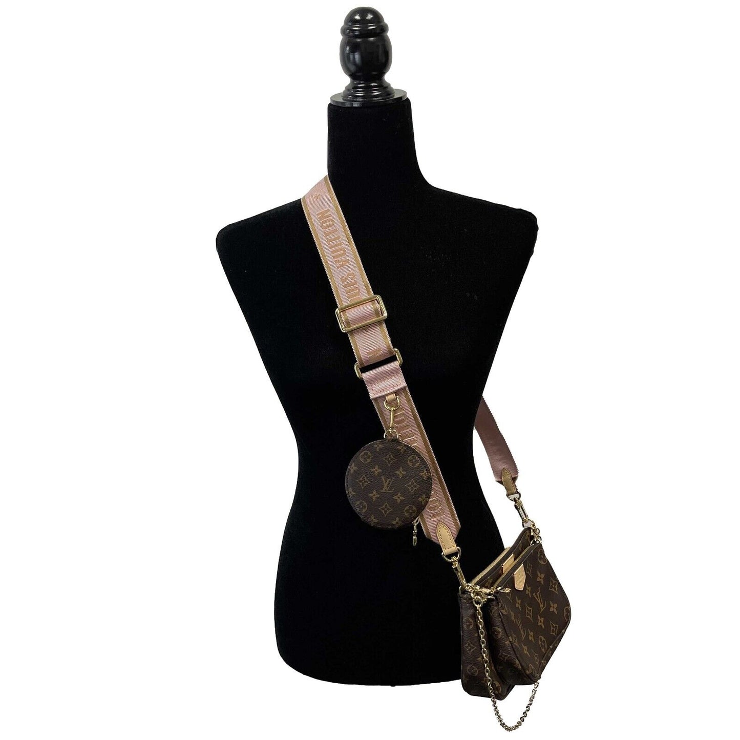Louis Vuitton - Multi Pochette Accessories in Light Pink / Brown Crossbody - NEW