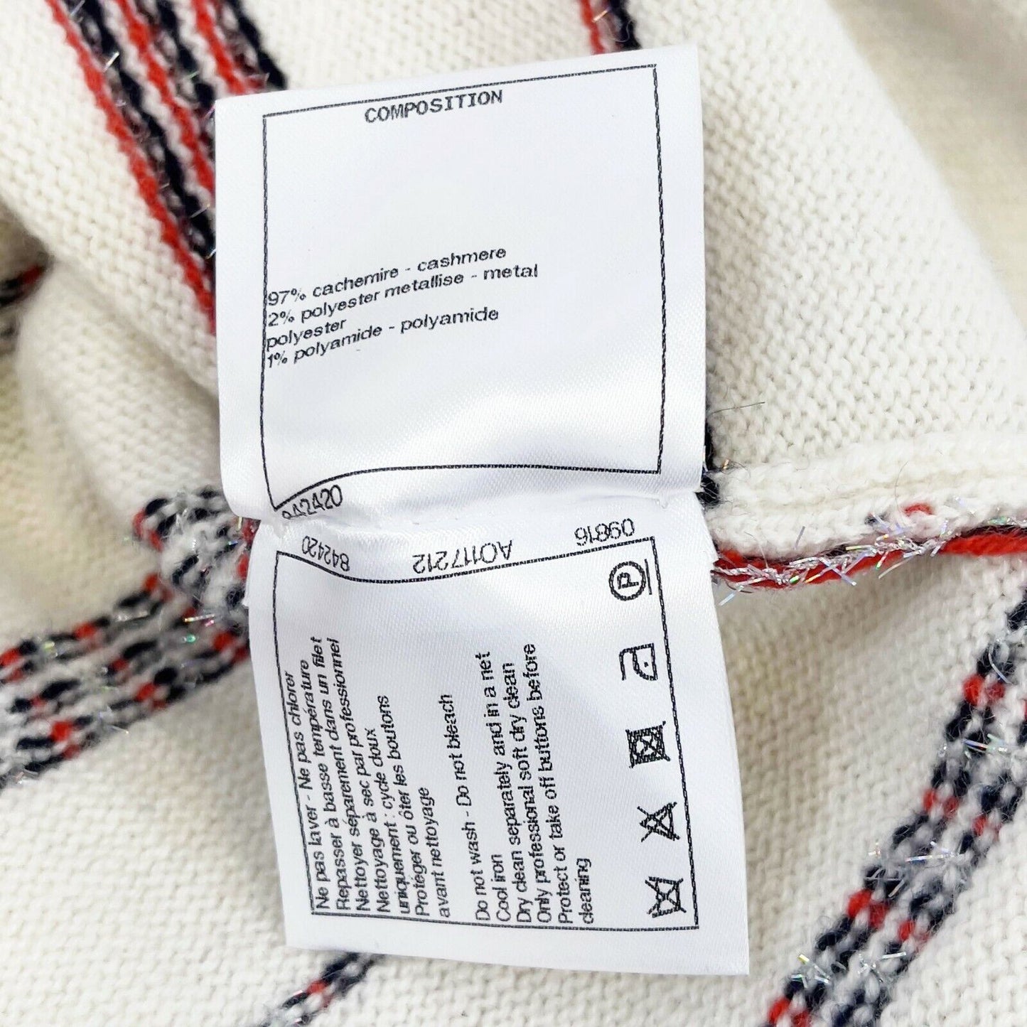 CHANEL - 20P Ad Campaign Metallic Braid Trim Cashmere Cardigan / Jacket US 6 / M