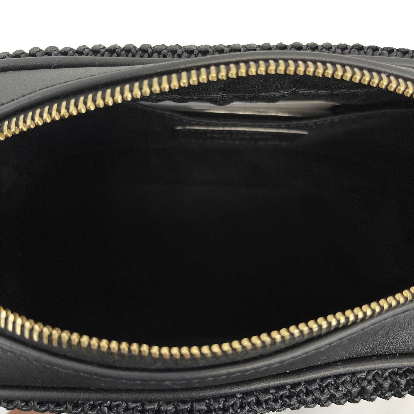 Saint Laurent - Black Raffia Paneled Lou Medium Camera Bag / Crossbody