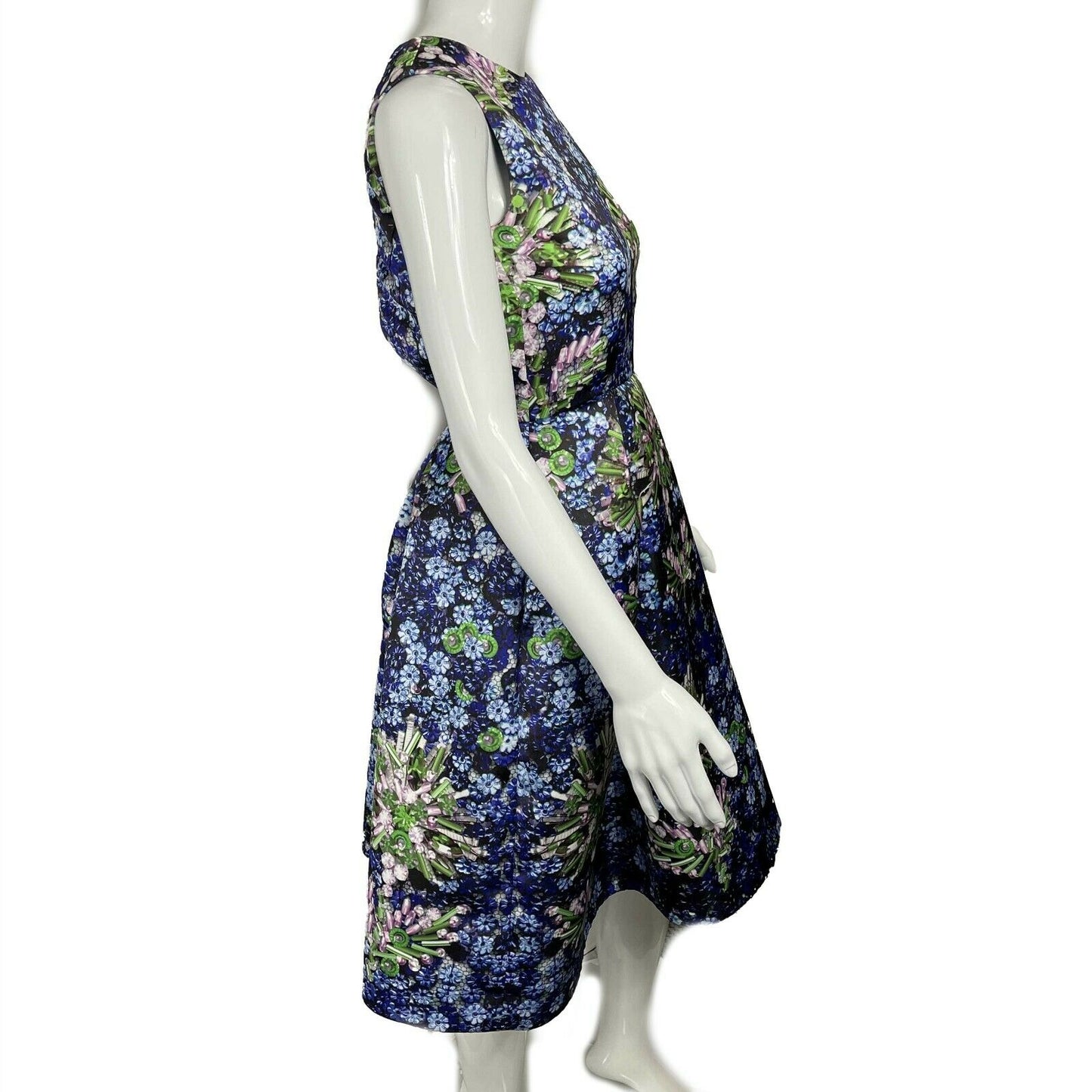 Mary Katrantzou - Sleeveless Gem Print Tulle Dress - Blue Multicolor - Size 2