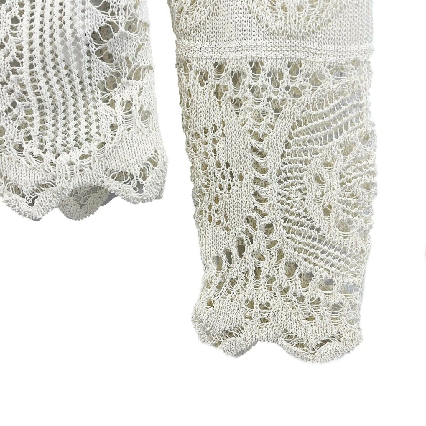 Alexander McQueen - Ivory Lace Knit Pointelle Cardigan Sweater - Size XS