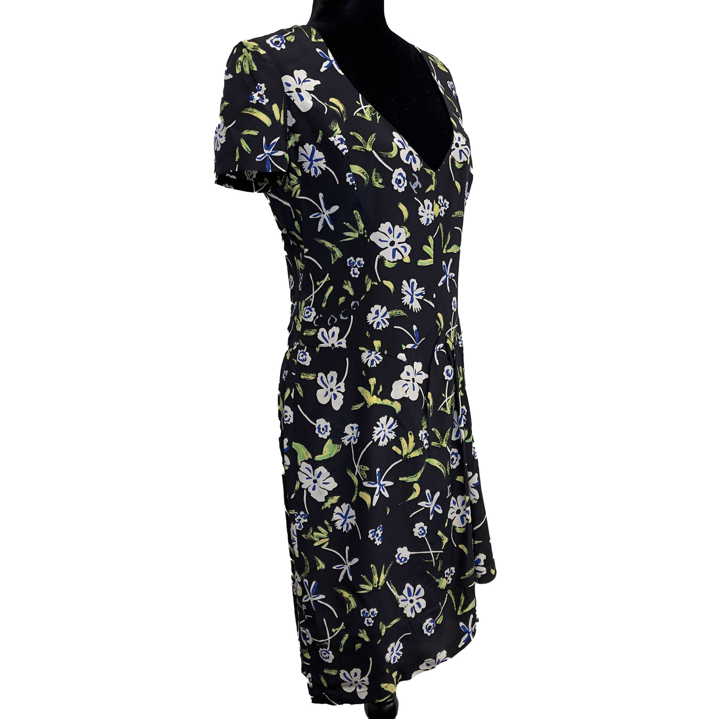 CHANEL - Vintage 97P Silk Floral Dress - Black Printed -Size FR 40 US 8