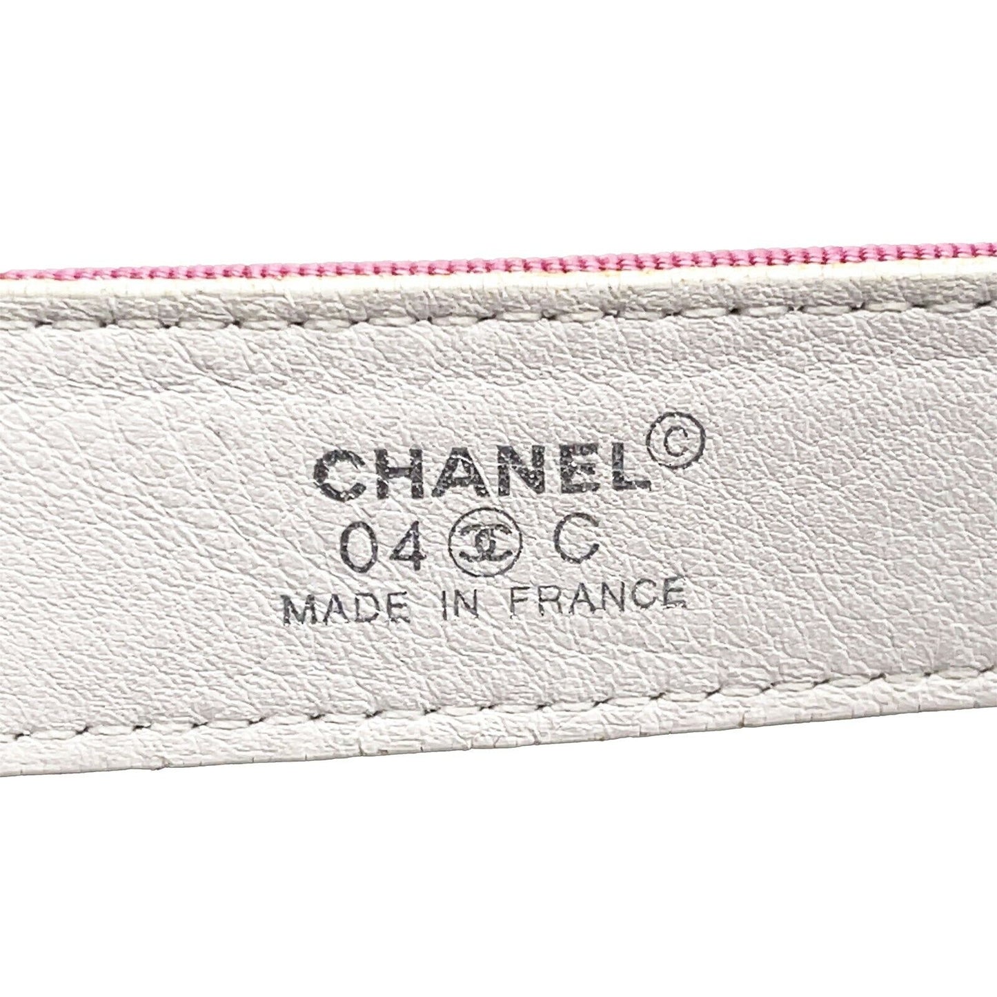 Chanel - 2004 Cruise Ivory and Grosgrain Belt - White / Pink / Green - 75/30