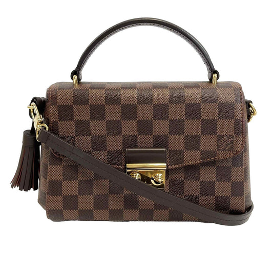 Louis Vuitton - Damier Ebene Croisette Brown Top Handle Tassel Bag w/ Strap