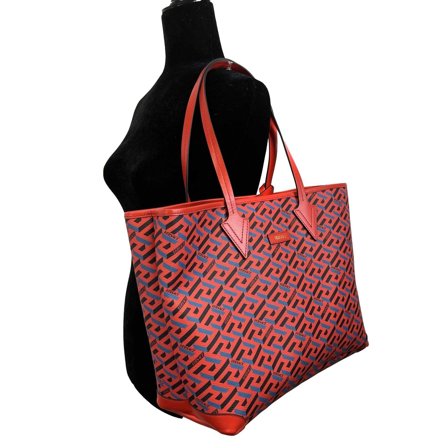 Versace - New w/ Tags - La Greca Medium Signature Tote - Red, Blue Shoulder Bag