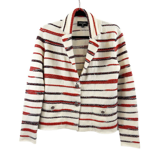 CHANEL - 20P Ad Campaign Metallic Braid Trim Cashmere Cardigan / Jacket US 6 / M