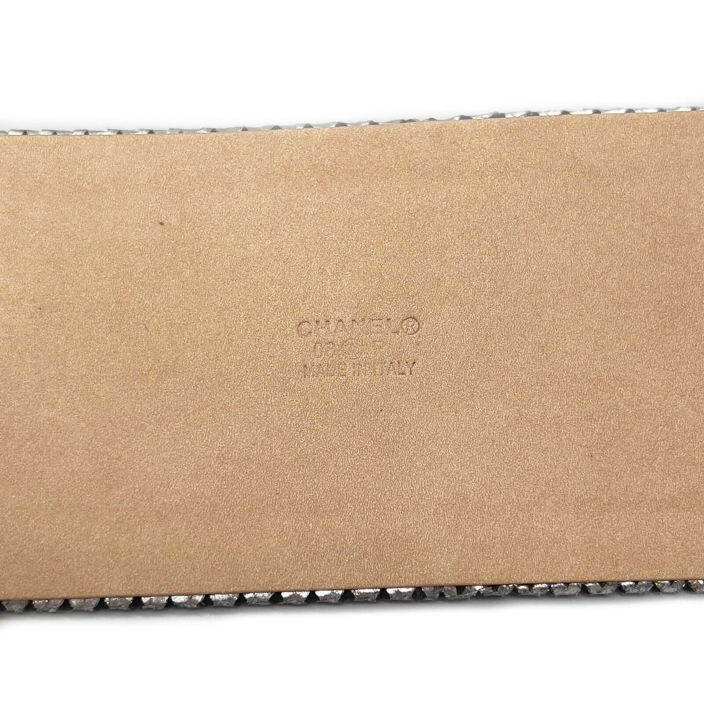 CHANEL - 08P Belt - Metallic Silver Diamond Perforated Logo Stamped - 80/32