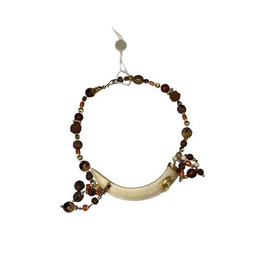 Chanel - Collection 29 - Rare Ivory Elephant Tusk Enamel CC Necklace Choker