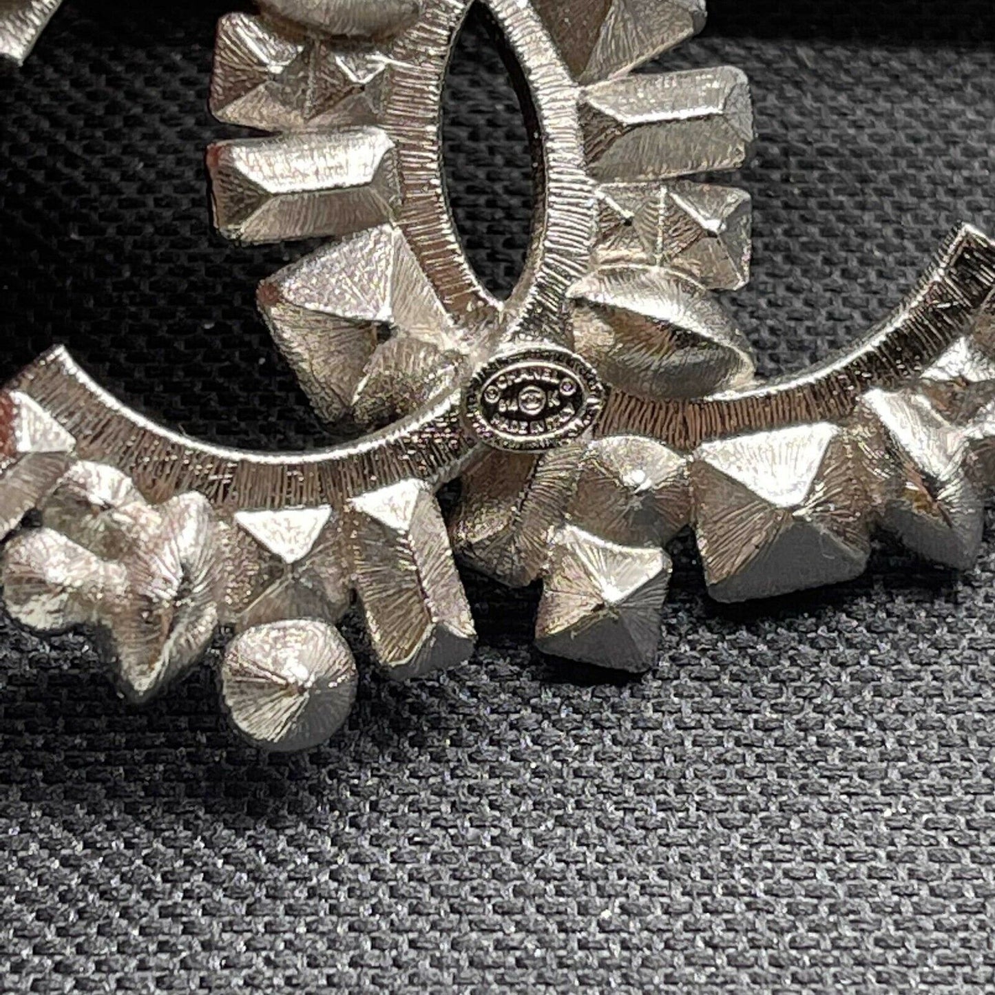 CHANEL - 14K Act 2 Clear and Black Strass CC Logo Brooch w/ Box