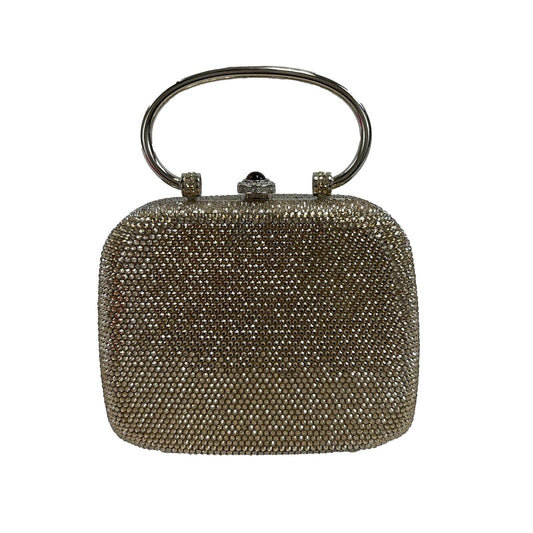 Judith Leiber - Push Lock Crystal Minaudiere Top Handl Clutch w/ Mirror & Comb