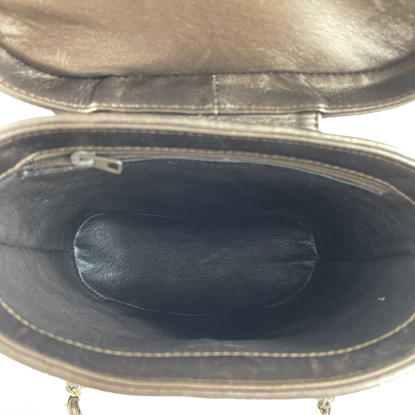 CHANEL - Excellent - Vintage Tassel Box Quilted - Metallic Bronze Crossbody