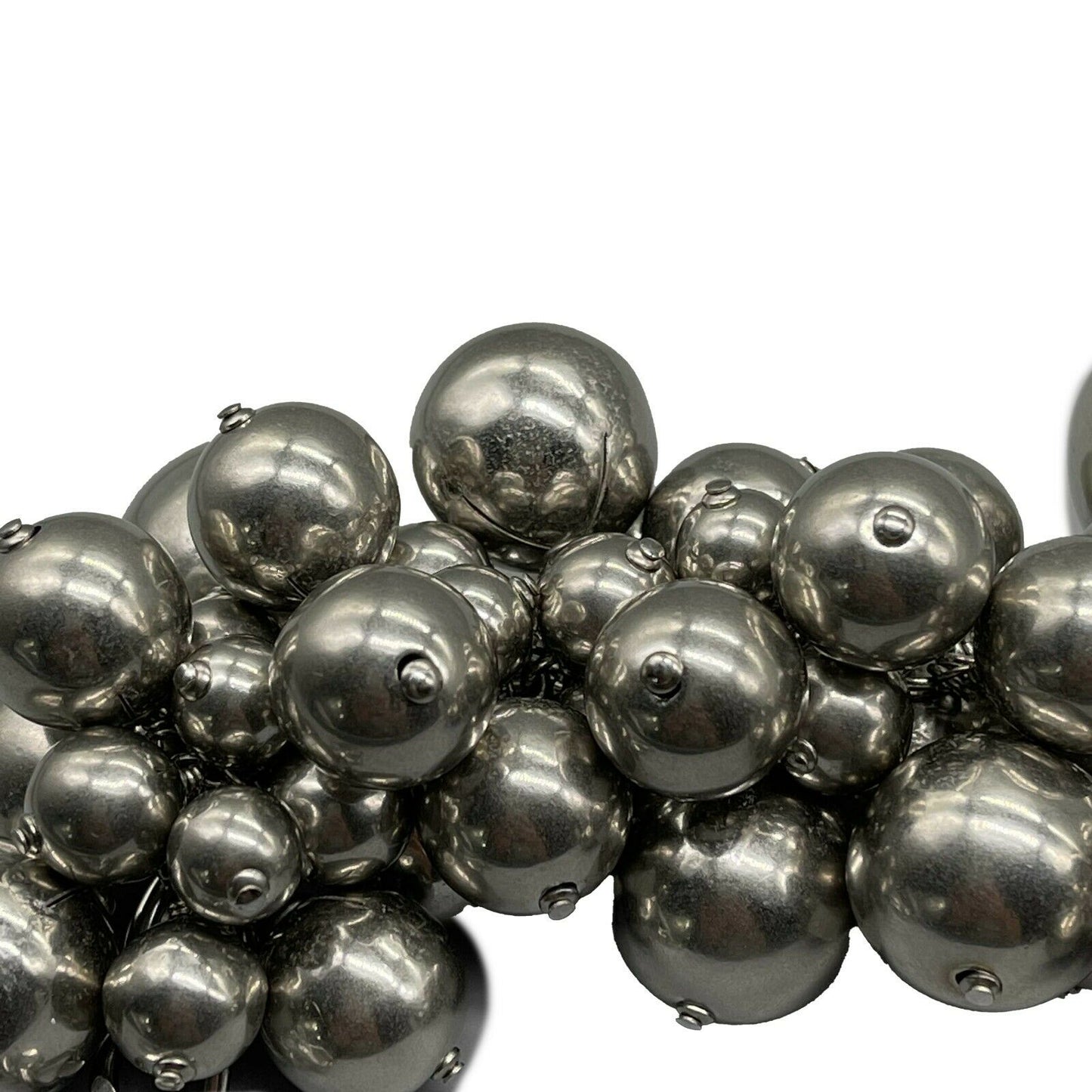 CHANEL- New - 2013 Summer - B13 S Silver CC Charm Cluster Ball Spheres Bracelet