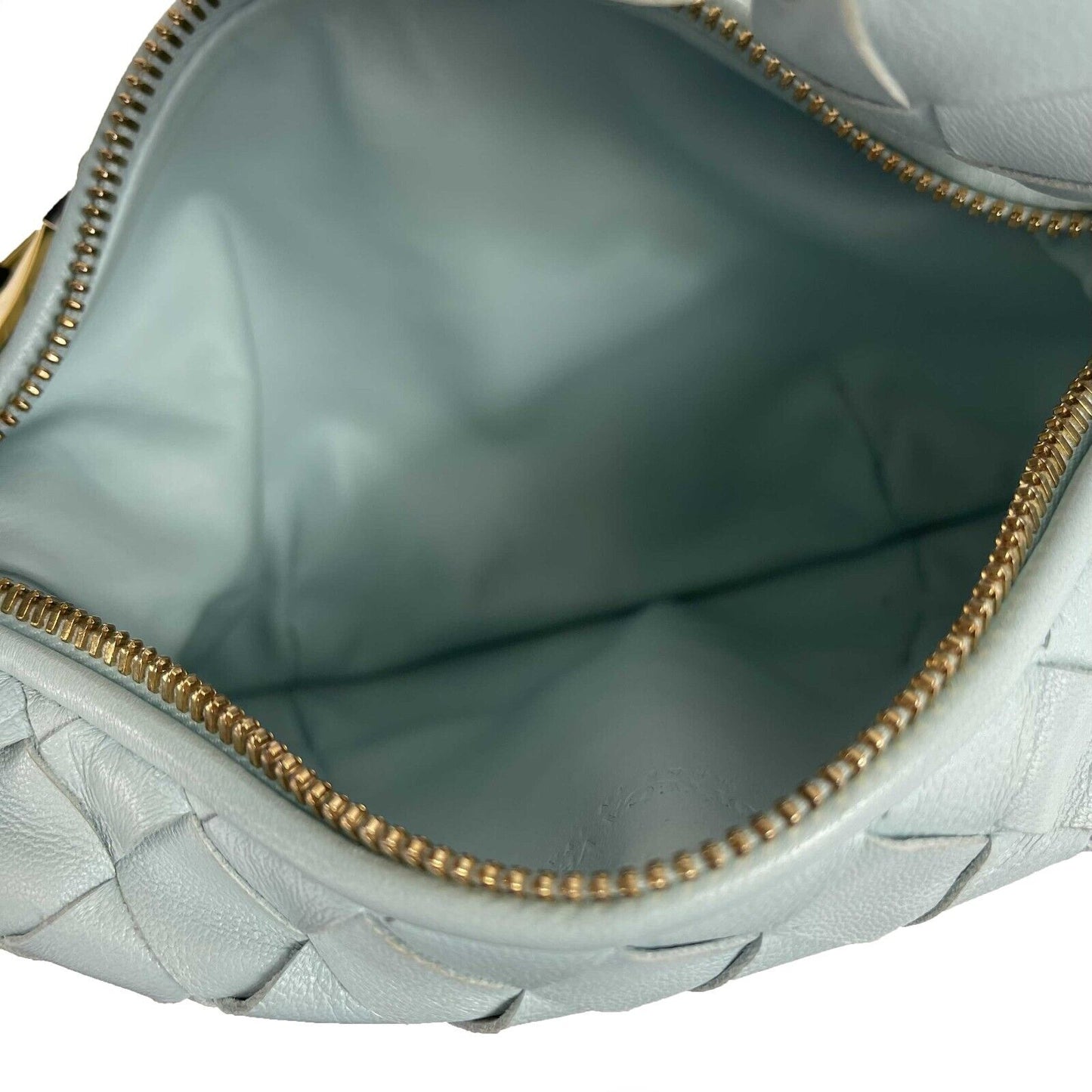 Bottega Veneta - Mini Jodie Knotted Leather Washed Teal Blue - Brand New