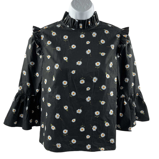 Alice + Olivia - New w/ Tags - Henrietta Tossed Daisy Ruffle Blouse - XS