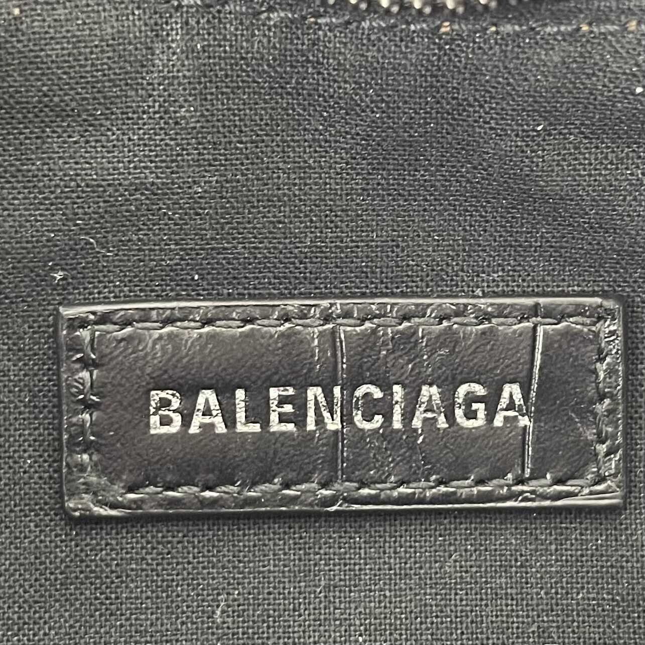 Balenciaga - Le Cagole XS Black Shoulder Bag Crocodile Embossed