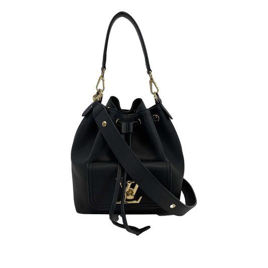 Louis Vuitton - Lock Me Bucket Black Calfskin Top Handle w/ Crossbody Strap