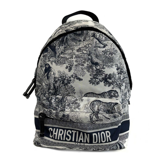 Christian Dior - Toile de Jouy Mini Backpack - White, Blue, Black Wildlife