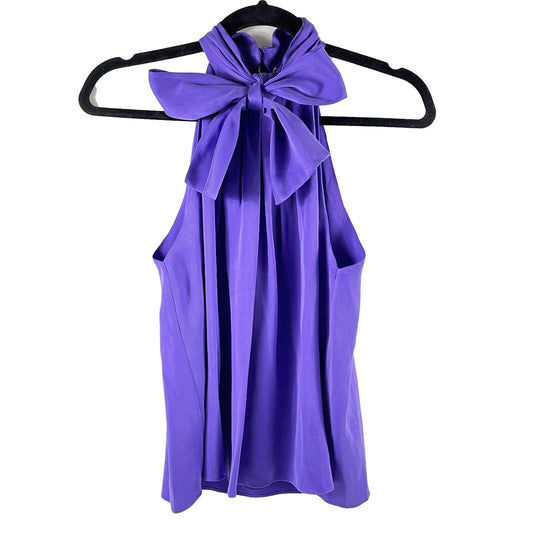 Alice + Olivia - New w/ Tags - Leia Tie Silk Halter Top Shirt Violet - XS