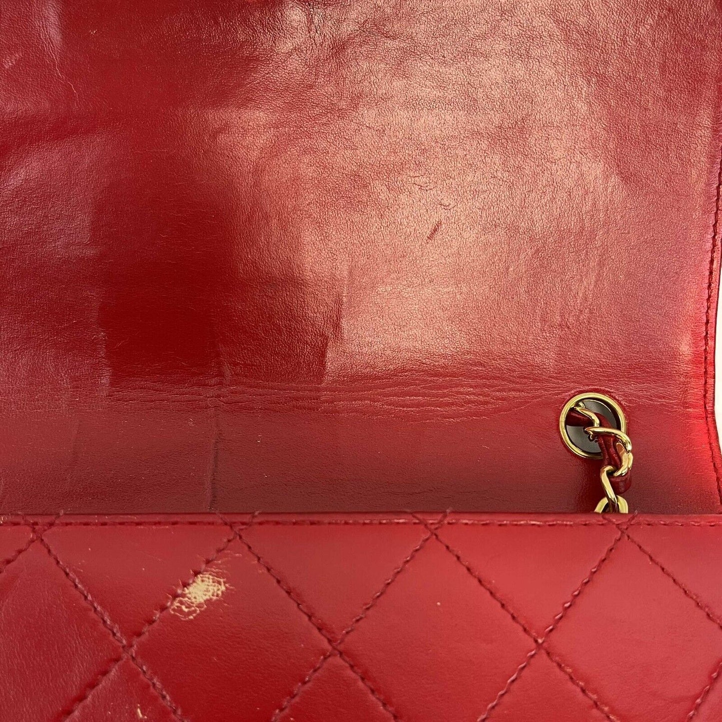 CHANEL - Vintage Jumbo CC Lambskin Single Flap Red Shoulder Bag