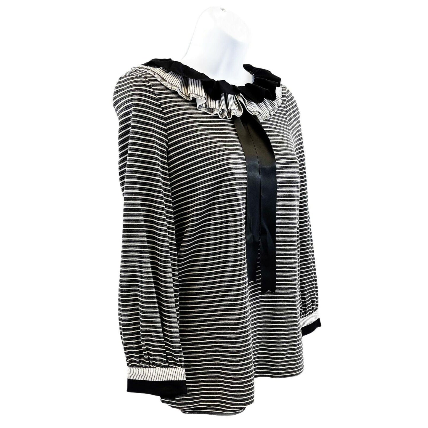 Chanel - 2008 Fall/Winter Grey-White Striped Blouse - Detachable Collar 36 US 4