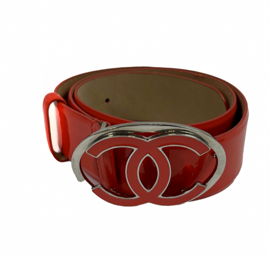CHANEL - 09C Patent CC Logo Buckle - Coral Orange - 32- 80 - Belt