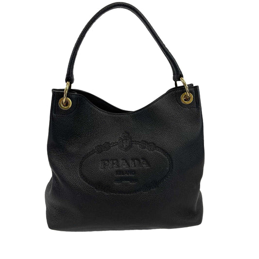 Prada - Excellent - Vitello Phenix Logo Embossed Hobo Bag / Shoulder Bag