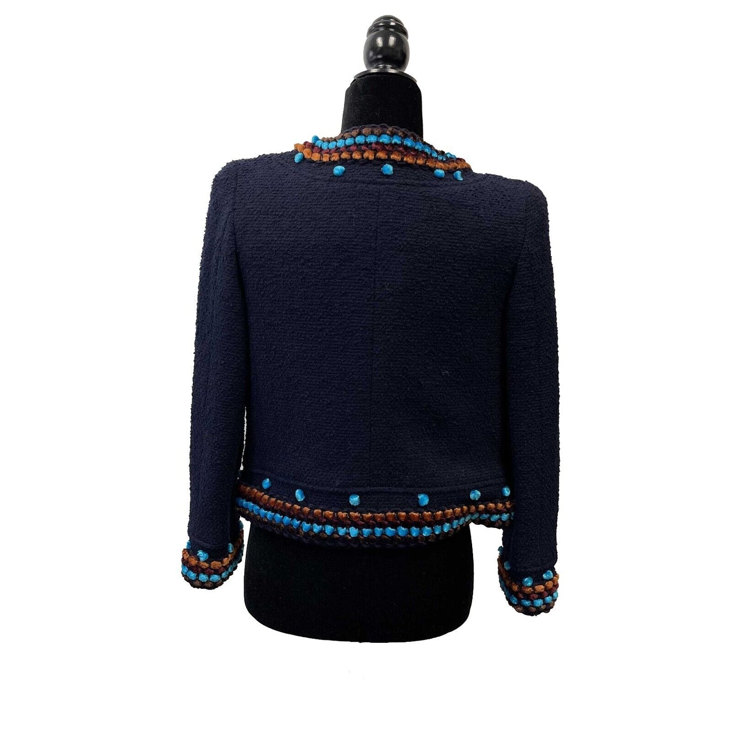 CHANEL - 97A VINTAGE Collectors Navy Popcorn Jacket 36 US 4 Coat Blazer