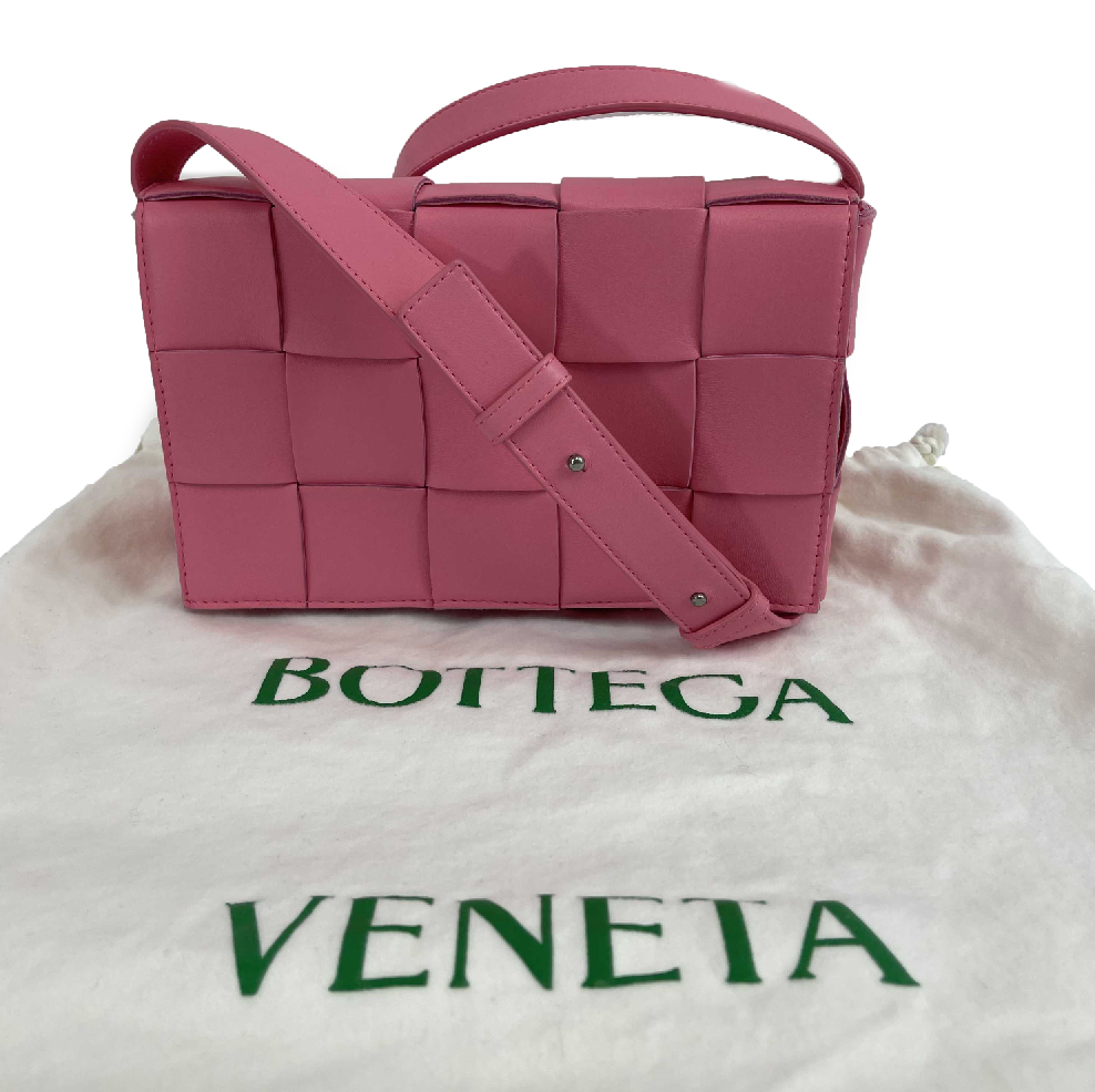Bottega Veneta Cassette Intrecciato Leather Cranberry Pink Crossbody / Shoulder
