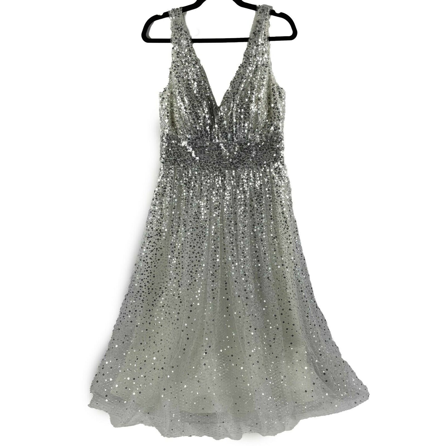 Marchesa Notte - New w/ Tags - Silver Sequined A-Line Dress - Size 2